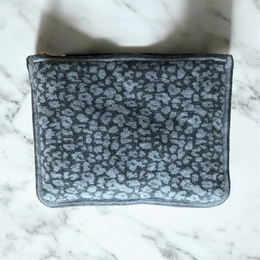 Chico's Charcoal Leopard Print Clutch or Travel Accessories Bag